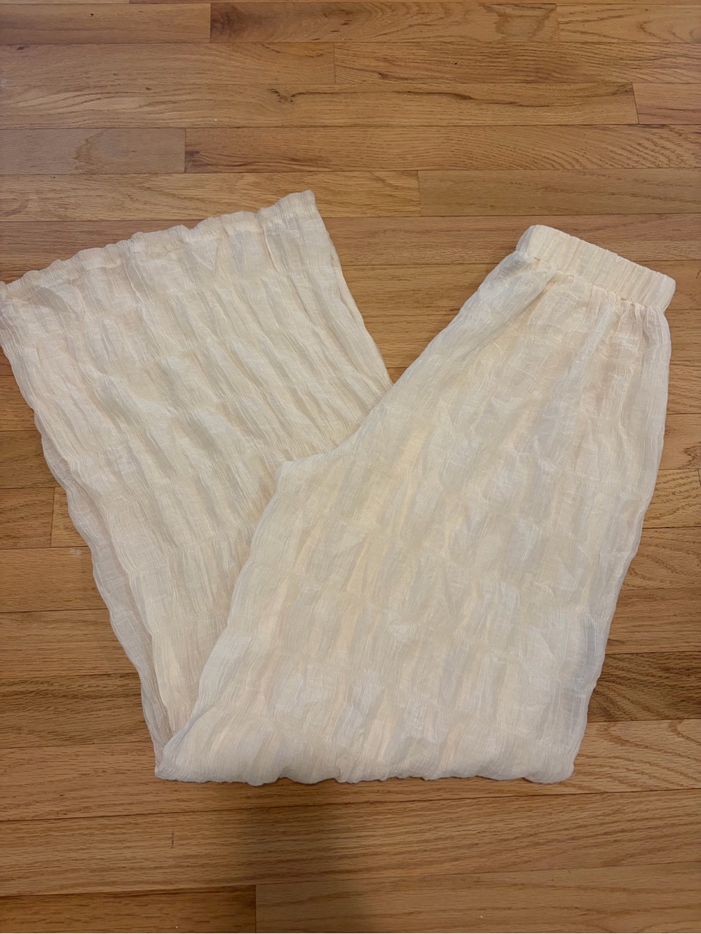 Nasty Gal Collection Cream Textured Wide Leg Pants